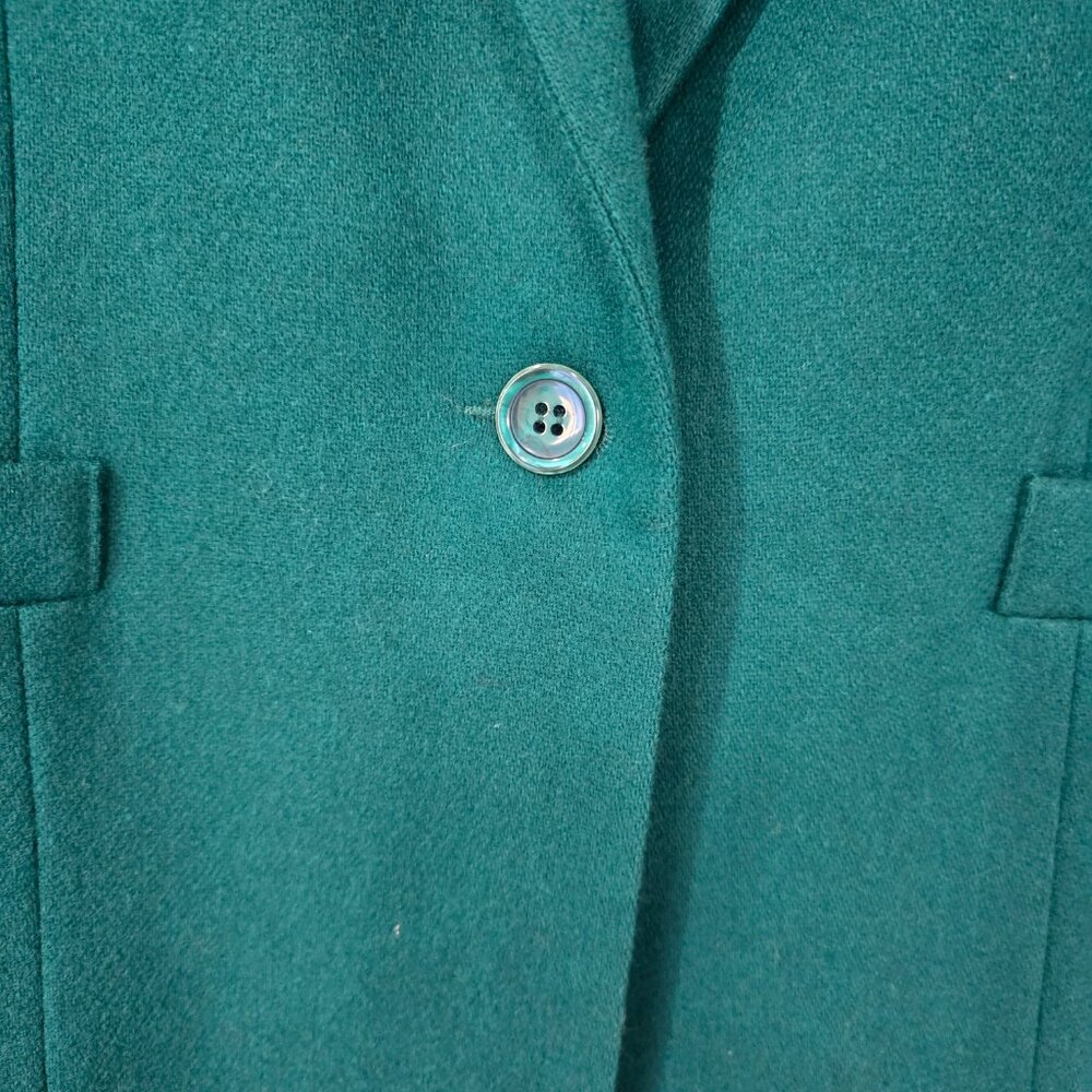 Dumas USA Women's 100% Wool Lined 1-Button‎ Blazer Front Pockets Green Sz 6 - Picture 3 of 8
